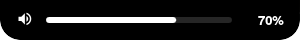 The volume indicator: a speaker glyph, a bar at seventy percent and the value.
